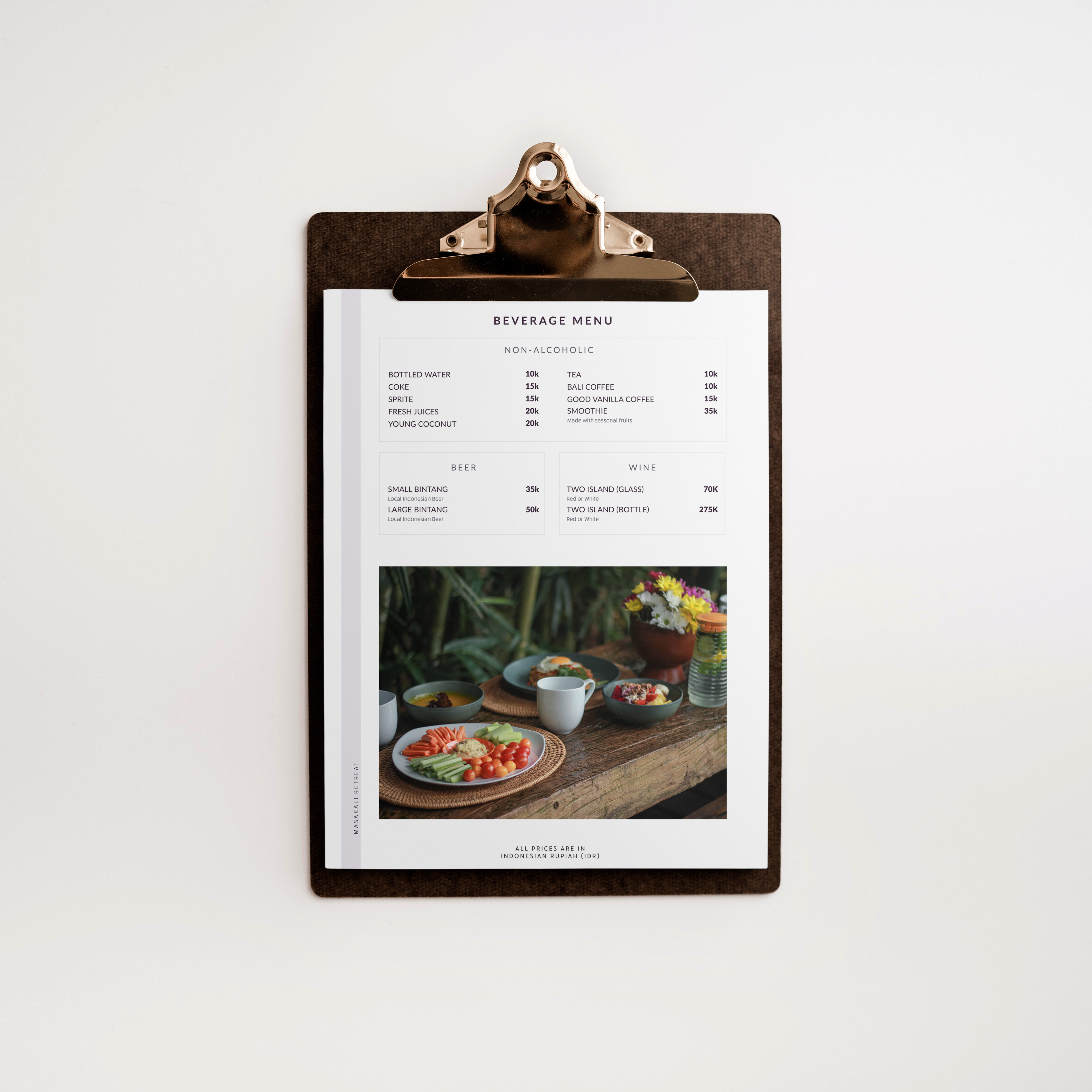 Masakali beverage menu